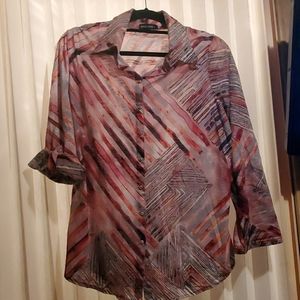Large David Cline button/snap front knit shirt